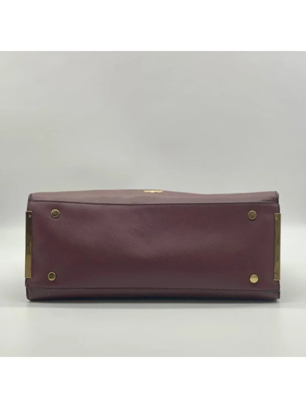 Aldo Burgundy Structured Saffiano Faux Leather Satchel Bag
